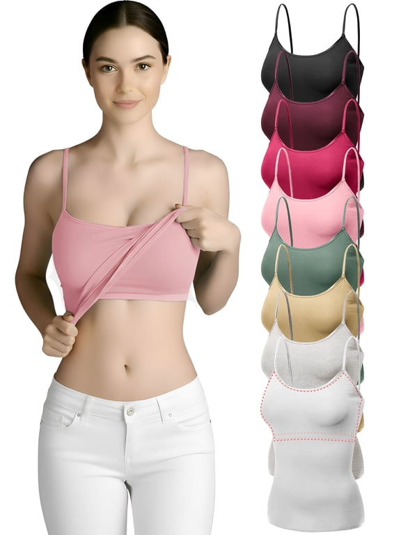 8 Pack Women’s Light Support Stretch Camisoles Soft Contrast Essentials-S