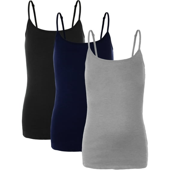 Emmalise PreTeen Training Bra Camisole Wireless Built in Fabric Support Cami (3Pk Blk, Navy, H Gray, Med, 90-110 lbs)