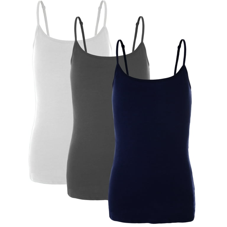 Emmalise PreTeen Training Bra Camisole Wireless Built in Fabric Support  Cami (3Pk White, Chc, Navy, Med, 90-110 lbs) 