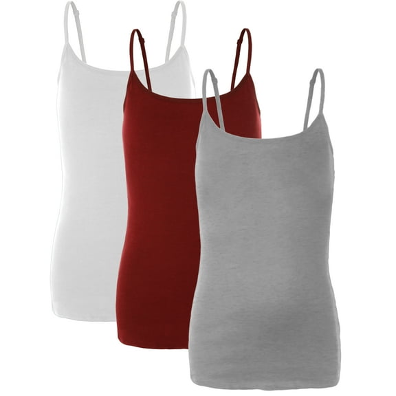 Emmalise PreTeen Training Bra Camisole Wireless Built in Fabric Support Cami (3Pk White, Red, H Gray, Med, 90-110 lbs)