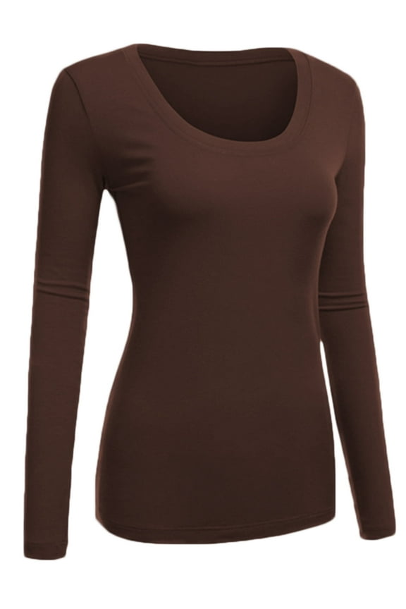 Emmalise Scoop Neck Long Sleeve Active Basic Slim Fit T-Shirt (Women's)