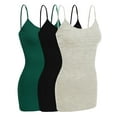 thumbnail image 1 of Emmalise Women Camisole Built in Bra Wireless Fabric Support Long Layering Cami, Large, 3Pk Black, Green Teal, Oatmeal, 1 of 6