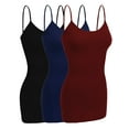 thumbnail image 1 of Emmalise Women Camisole Built in Bra Wireless Fabric Support Long Layering Cami, Large, 3Pk Black, Navy, Burgundy, 1 of 6