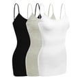 thumbnail image 1 of Emmalise Women Camisole Built in Bra Wireless Fabric Support Long Layering Cami, Large, 3Pk Black, Oatmeal, White, 1 of 6