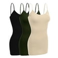 thumbnail image 1 of Emmalise Women Camisole Built in Bra Wireless Fabric Support Long Layering Cami, Large, 3Pk Black, Olive, Khaki, 1 of 6