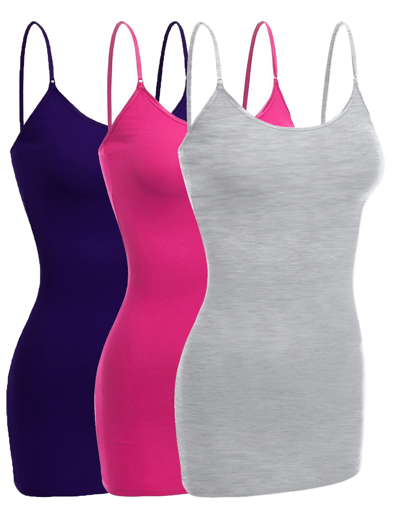 Emmalise Women's Built-in Bra Camisole – 2 Pack, Wireless Support, Layering Tank