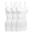 thumbnail image 1 of Emmalise Women Camisole Built in Bra Wireless Fabric Support Long Layering Cami, Large, 3Pk White, 1 of 5