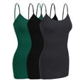 thumbnail image 1 of Emmalise Women Camisole Built in Bra Wireless Fabric Support Long Layering Cami, Medium, 3Pk Black, Green Teal, Hth Charcoal, 1 of 6