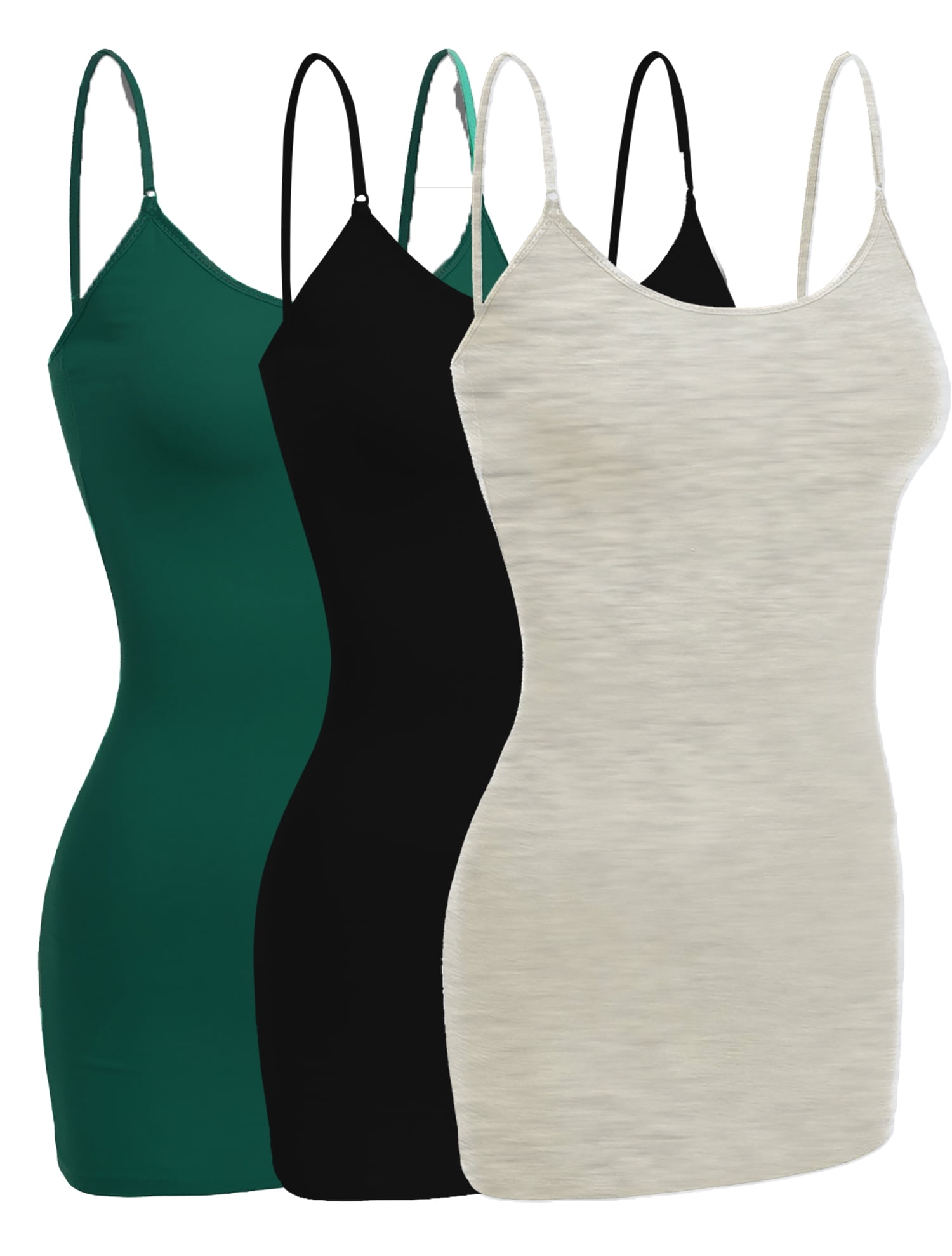 Emmalise Women's Built-In Bra Camisole Tank Top - Wireless, Comfy Cotton (3-Pack: Black, Olive, White, Small) - View #7