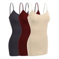 thumbnail image 1 of Emmalise Women Camisole Built in Bra Wireless Fabric Support Long Layering Cami, Small, 3Pk Burgundy, Charcoal, Khaki, 1 of 6