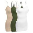 thumbnail image 1 of Emmalise Women Camisole Built in Bra Wireless Fabric Support Long Layering Cami, Small, 3Pk Khaki, Olive, White, 1 of 6