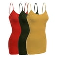 thumbnail image 1 of Emmalise Women Camisole Built in Bra Wireless Fabric Support Long Layering Cami, Small, 3Pk Mustard, Olive, Red, 1 of 6