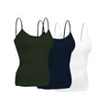 thumbnail image 1 of Emmalise Women Layering Short Cami Adjustable Strap Tank Top - 3Pack - Wh, Ov, Navy, S, 1 of 3