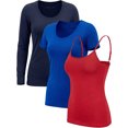 thumbnail image 1 of Emmalise Women’s 3-Piece Top Set: Cami, Short & Long Sleeve Scoop Neck Patriotic Primary 3-Piece Mix-M, 1 of 7