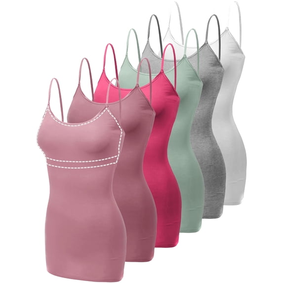 Emmalise Women's 6-Pack Light Support Camisoles Ribbon Solidarity Set M