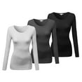 thumbnail image 1 of Emmalise Women's Basic Athletic Fit Tshirt Long Sleeves Round Crew Neck Tee (3Pk White, Charcoal, Black, Small), 1 of 4