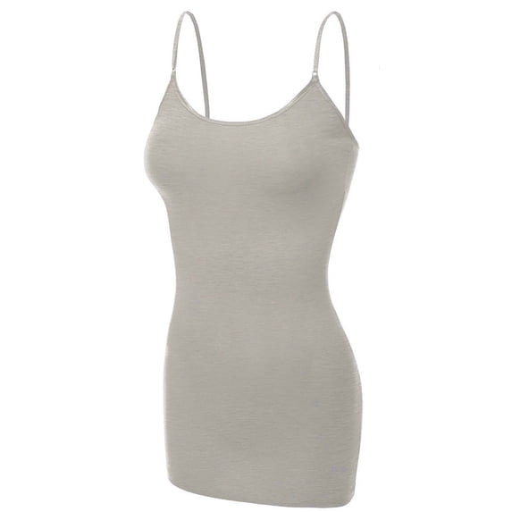 Essential Basic Women's Basic Casual Long Camisole Adjustable Strap Cami Layering Top Plus Size, 1xl, Oat