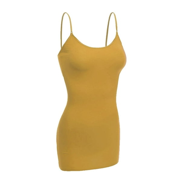 Essential Basic Women's Basic Casual Long Camisole Adjustable Strap Cami Layering Top, 3xl, Mustard