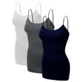 thumbnail image 1 of Emmalise Women's Basic Casual Long Camisole Adjustable Strap Cami Layering Top, Large, 3Pk White, Hth Charcoal, Navy, 1 of 9