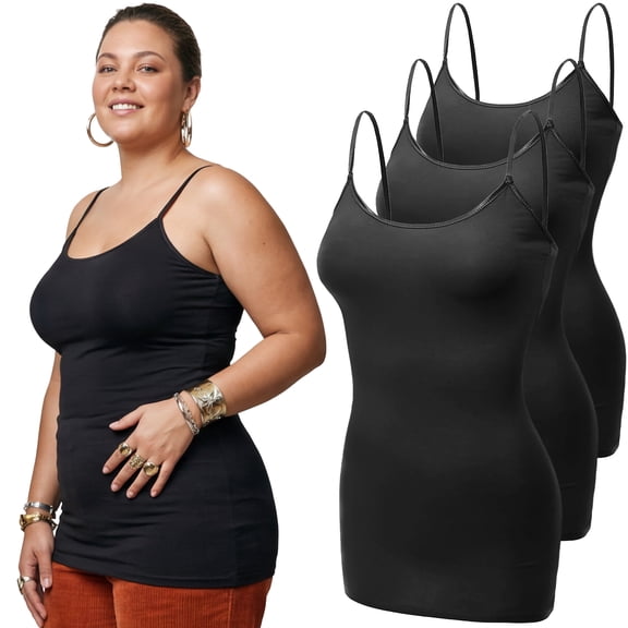 Emmalise Women's Longline Basic Camisole Tank Cami Value- 3Pk Color Combo (Small - 3XL)