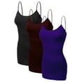 thumbnail image 1 of Emmalise Women's Basic Casual Long Camisole Cami Top Value Combo- 3Pk - Black, Burgundy, Purple, XXX-Large, 1 of 8