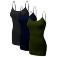 thumbnail image 1 of Emmalise Women's Basic Casual Long Camisole Cami Top Value Combo- 3Pk - Black, Navy, Olive, Large, 1 of 8