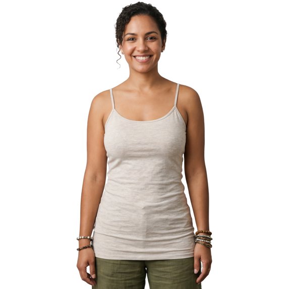 Emmalise Women's Basic Long Camisole Adjustable Strap Cami, Oat