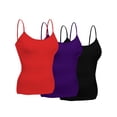 thumbnail image 1 of Emmalise Women's Basic Short Camisole Adjustable Strap Layering Cami Tank Top (3Pk Black, Red, Purple, Small), 1 of 3