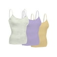 thumbnail image 1 of Emmalise Women's Basic Short Camisole Adjustable Strap Layering Cami Tank Top (3Pk Oat, Lavender, Taupe, Small), 1 of 6
