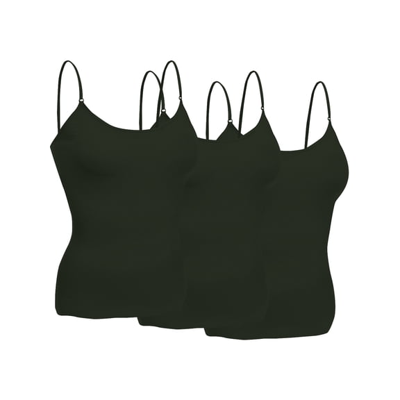 Emmalise Women's Basic Short Camisole Adjustable Strap Layering Cami Tank Top (3Pk Olive, Olive, Olive, Medium)
