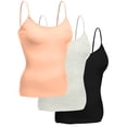 thumbnail image 1 of Emmalise Women's Basic Short Camisole Adjustable Strap Layering Cami Tank Top (3Pk Peach, Oat, Black, Small), 1 of 3
