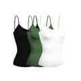 thumbnail image 1 of Emmalise Women's Camisole Built In Bra Wireless Fabric Support Short Cami (3Pk Black, Olive, White, Large), 1 of 6