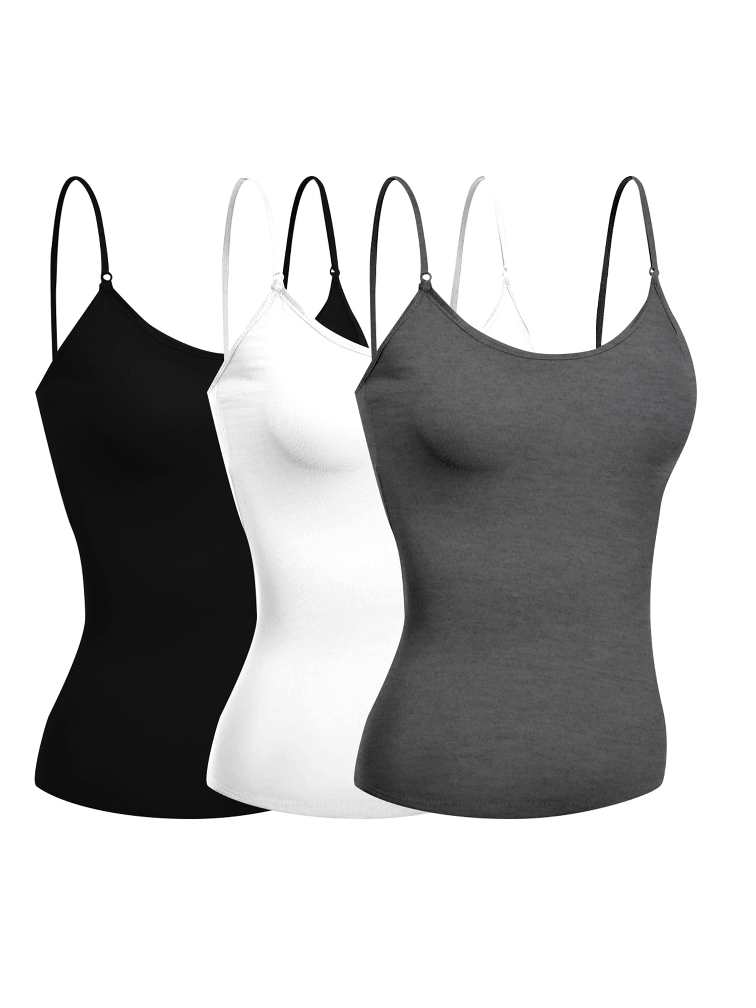 SHAPERX Women's Cotton Tank Top with Shelf Bra Camisole Basic Cami Tanks  Pack of 2 Plus Size (White & Black)
