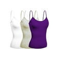 thumbnail image 1 of Emmalise Women's Camisole Built In Bra Wireless Fabric Support Short Cami (3Pk White, Oat, Violet, Small), 1 of 6