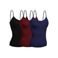 thumbnail image 1 of Emmalise Women's Camisole Built in Bra Wireless Fabric Support Short Cami (3Pk Black, Burgundy, Navy, Large), 1 of 5
