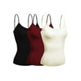 thumbnail image 1 of Emmalise Women's Camisole Built in Bra Wireless Fabric Support Short Cami (3Pk Black, Burgundy, Oat , Medium), 1 of 5