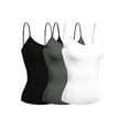 thumbnail image 1 of Emmalise Women's Camisole Built in Bra Wireless Fabric Support Short Cami (3Pk Black, HthCharcoal, White, Large), 1 of 5