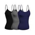 thumbnail image 1 of Emmalise Women's Camisole Built in Bra Wireless Fabric Support Short Cami (3Pk Black, Navy, Charcoal, Small), 1 of 5