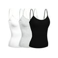 thumbnail image 1 of Emmalise Women's Camisole Built in Bra Wireless Fabric Support Short Cami (3Pk Black, White, HthGray, Large), 1 of 5