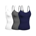 thumbnail image 1 of Emmalise Women's Camisole Built in Bra Wireless Fabric Support Short Cami (3Pk White, Charcoal, Navy, Small), 1 of 5