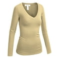 thumbnail image 1 of Emmalise Women's Casual Basic V-Neck Tshirt Long Sleeves Tee Top - Junior and Plus Sizes, 1 of 2