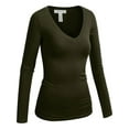 thumbnail image 1 of Emmalise Women's Casual Basic V-Neck Tshirt Long Sleeves Tee Top - Junior and Plus Sizes, 1 of 4