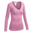 thumbnail image 1 of Emmalise Women's Casual Basic V-Neck Tshirt Long Sleeves Tee Top - Junior and Plus Sizes, 1 of 2