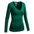 thumbnail image 1 of Emmalise Women's Casual Basic V-Neck Tshirt Long Sleeves Tee Top - Junior and Plus Sizes, 1 of 1
