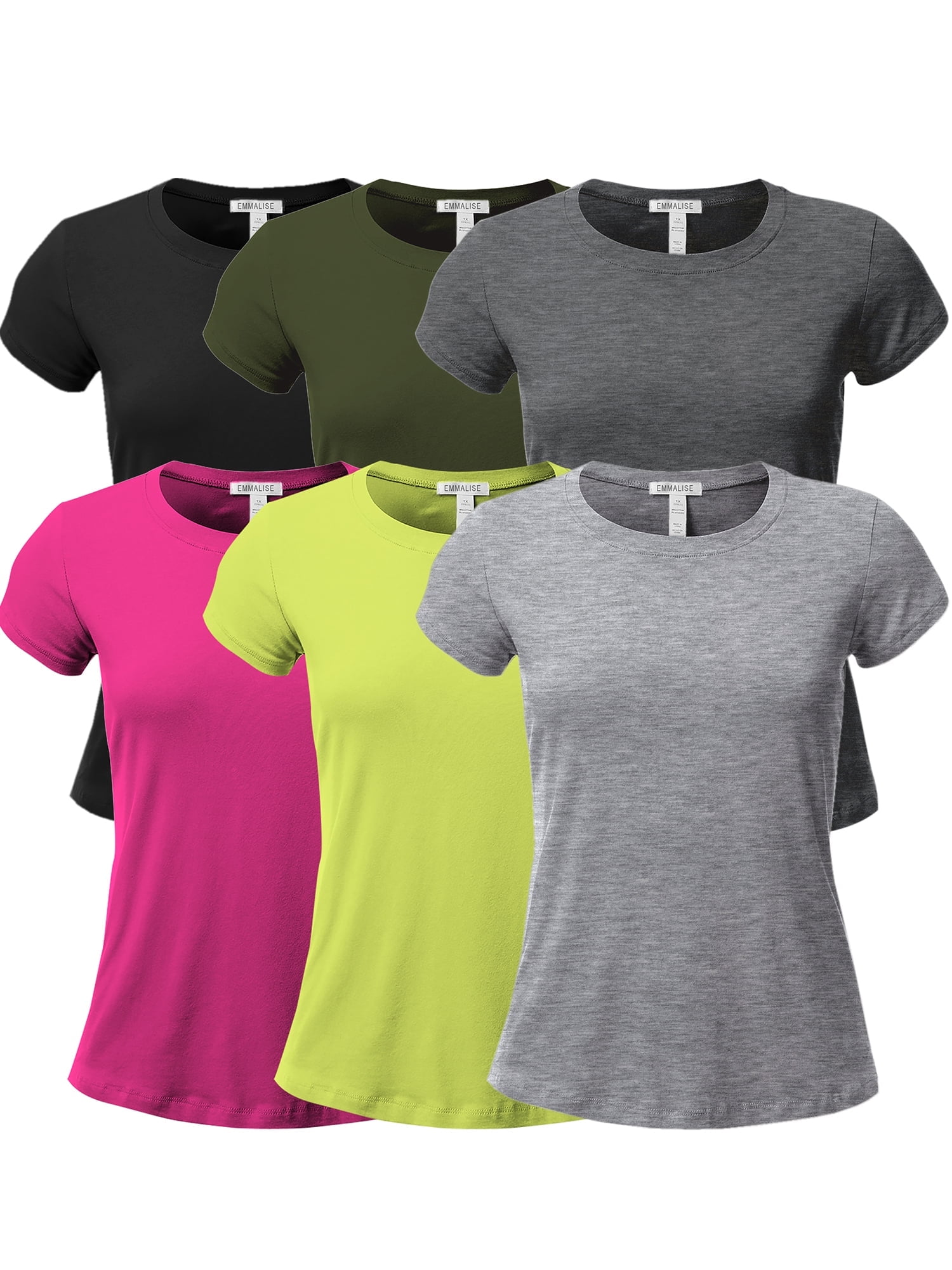 Emmalise Women's Short Sleeve V-Neck T-Shirt - Lightweight Stretch Cotton Tee (Black, Medium)
