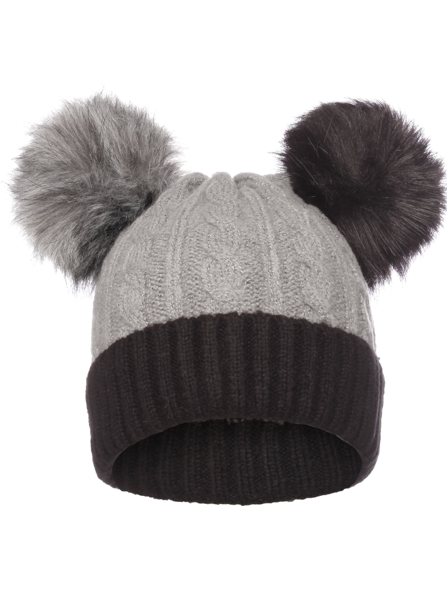 Women's Double Pom Pom Beanie - Warm Winter Knit Hat With Cute Animal Look