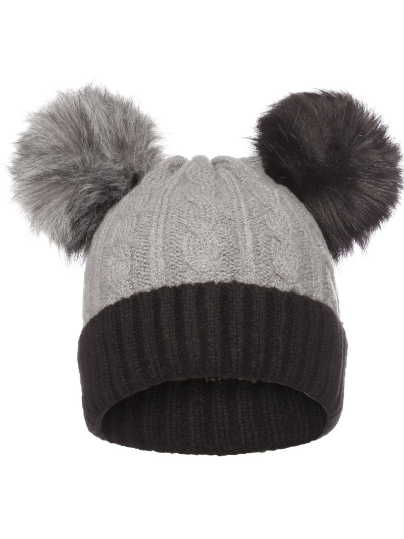 Emmalise Women's Double Pom Pom Beanie Warm Winter Knit Hat Cute