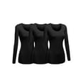 thumbnail image 1 of Women's Junior and Plus Size Basic Scoop Neck Tshirt Long Sleeve Tee, 1XL, 3Pk Black, Black, Black, 1 of 6