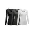 thumbnail image 1 of Emmalise Women's Junior and Plus Size Basic Scoop Neck Tshirt Long Sleeve Tee, 3XL, 3Pk Black, HthCharcoal, White, 1 of 5