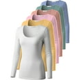 thumbnail image 1 of Emmalise Women’s Long Sleeve Scoop Neck Fitted Top Light Colors Multipack Bundle 2 1X, 1 of 4